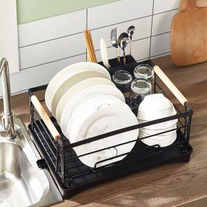Gpoty Sponge Holder Kitchen Sink Caddy Organizer,Kitchen Sink Caddy Sponge Holder 3 in 1 Sink Organizer with with Towel Rack and Removable Drain Tray