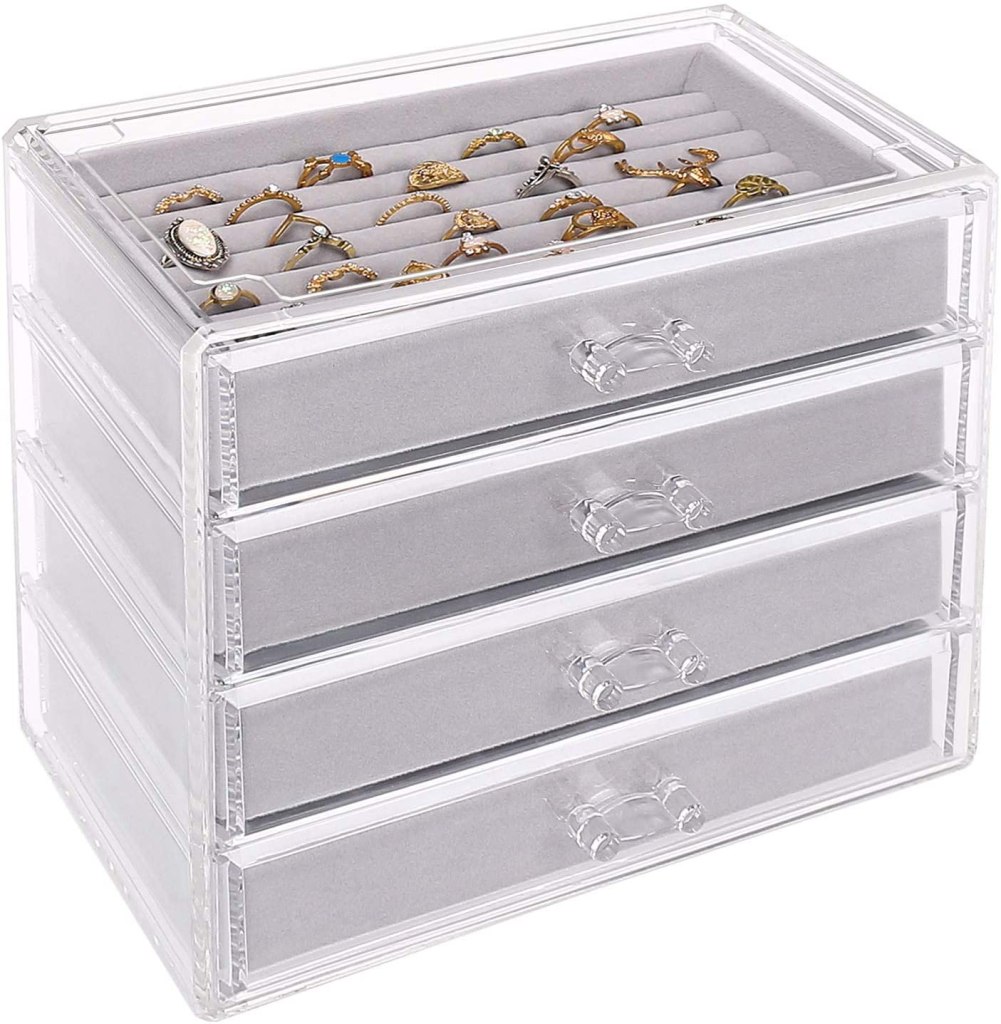 Acrylic Jewelry Organizer Box with 4 Drawers – KIZY HOME